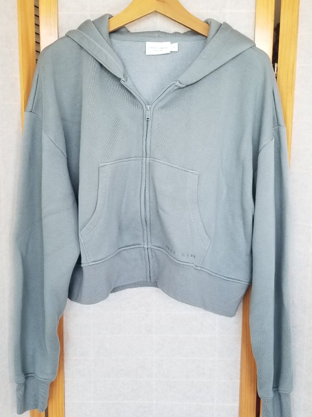 Cozy Earth Cropped Hoodie Zip Up Sweatshirt Blue Size Large